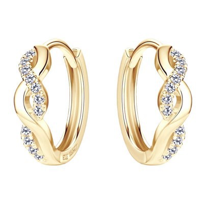 ຕຸ້ມຫູ Hoop Moissanite ບິດທອງແຂງ 10K