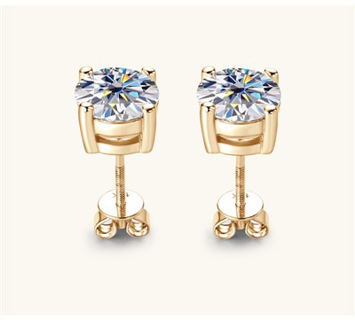 ຕຸ້ມຫູຄລາດສິກ 10K Solid Gold Moissanite Stud